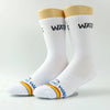 White with Black Lettering/TWO PAIRS  SOCKS *Journey to Mr Olympia SALES *